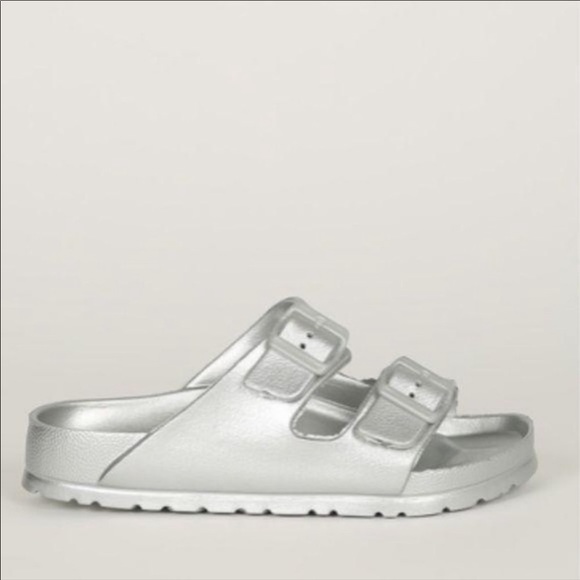 Foam Style Double Buckle Sandals- Silver - Picture 3 of 5